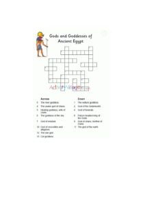 Egyptian God Crossword St Philip Westbrook C of E Primary School